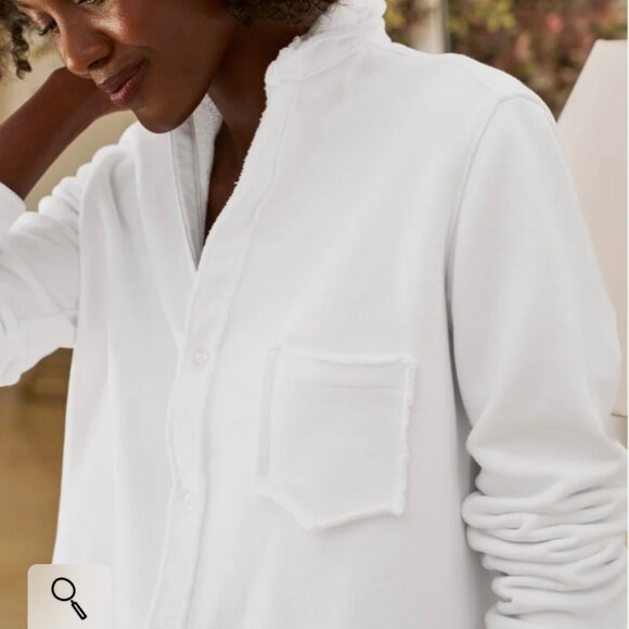 Frank & Eileen - Eileen Sweatshirt Button- Up in White - Picture 2 of 12